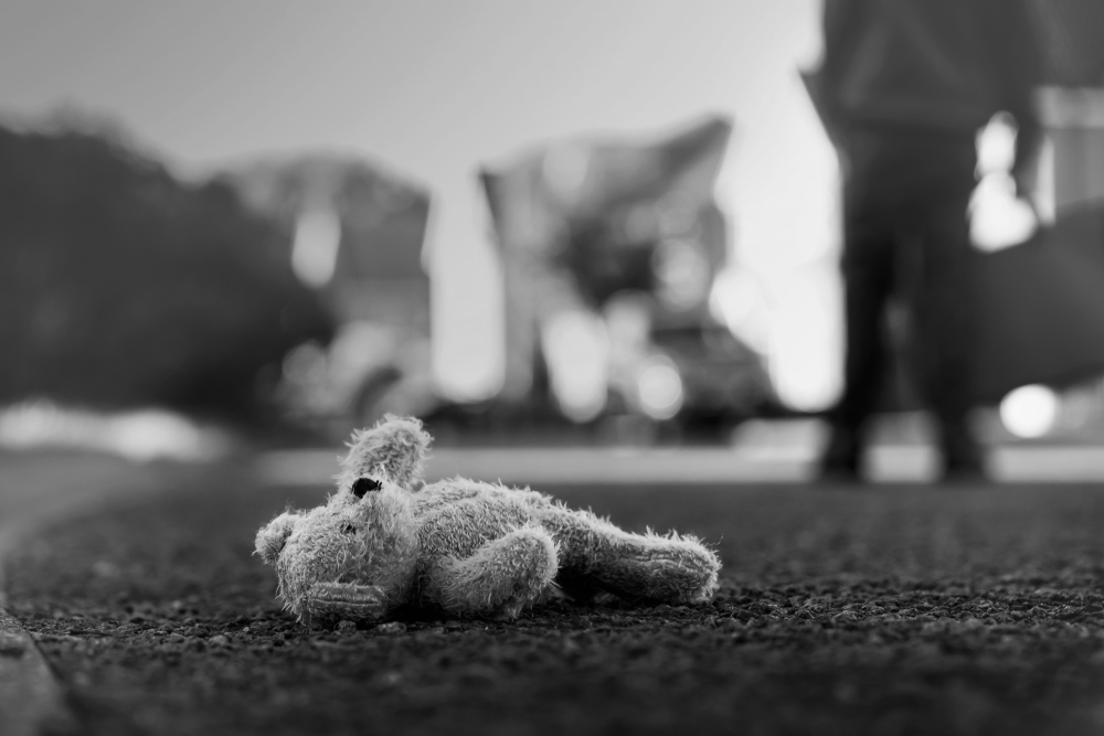 child's teddy bear left behind after corporal punishment