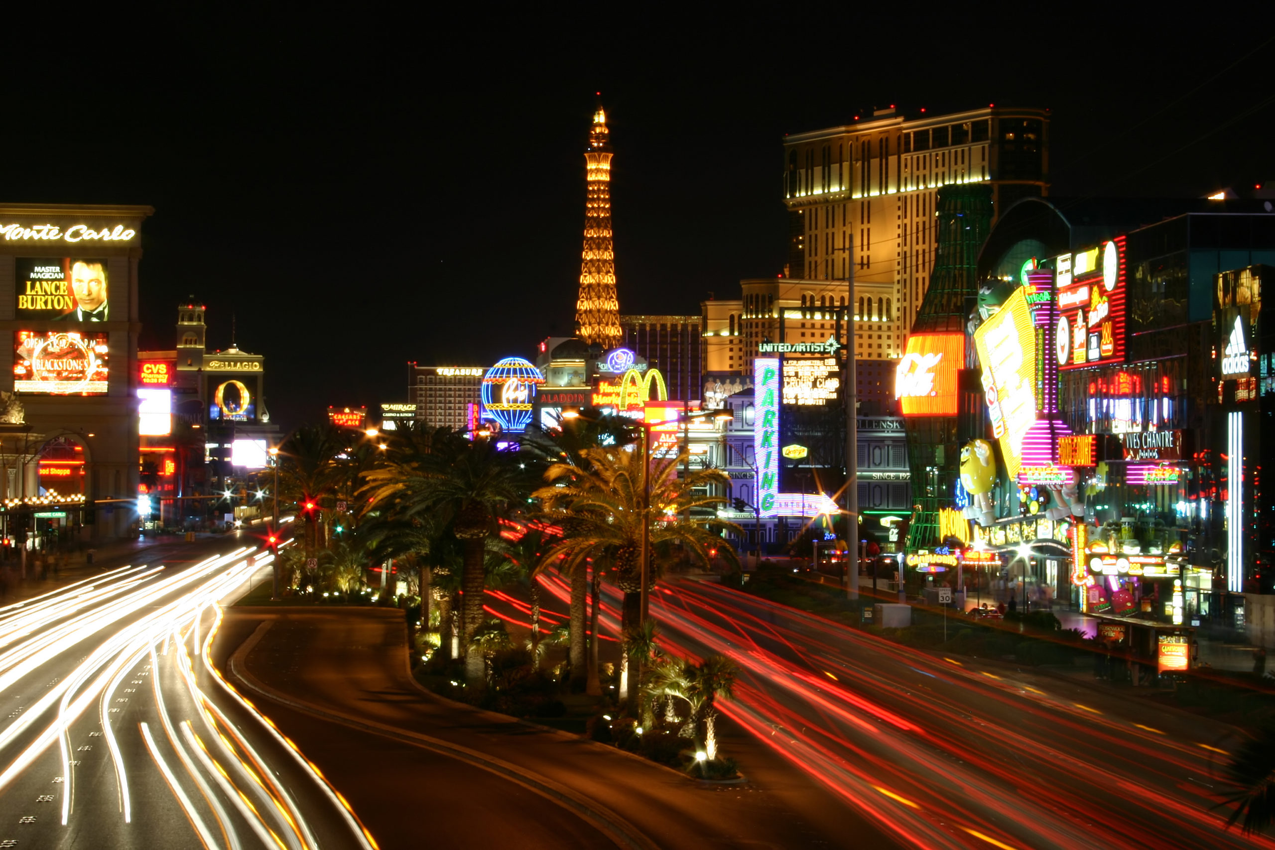 las vegas city traffic at night