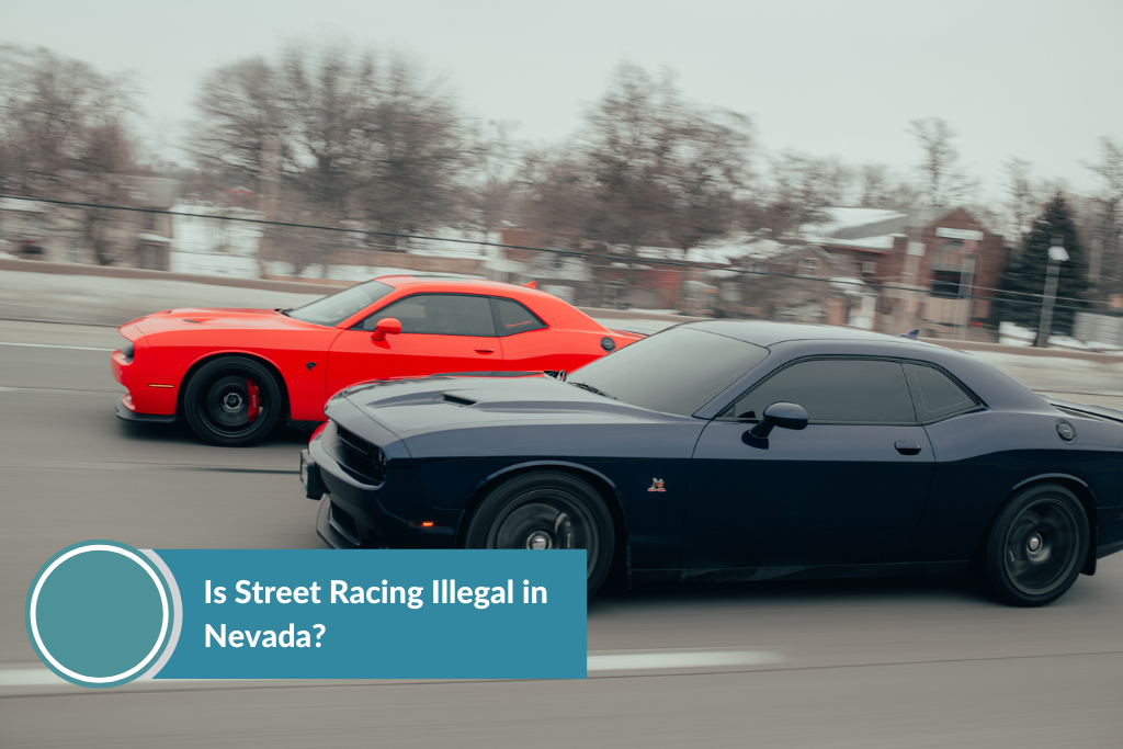 two cars racing illegally in the streets