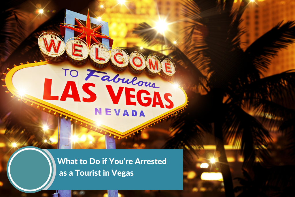 Las Vegas welcome sign and street lights